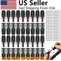 1/5/10/20/50/100 Pairs Male Female Solar Cable Connectors For DIY Solar Panel US