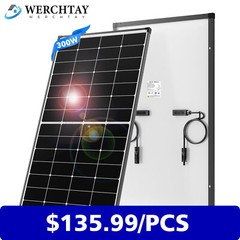 300W 12V Monocrystalline Solar Panel RV Home Camping Off Grid Caravan Boat Power