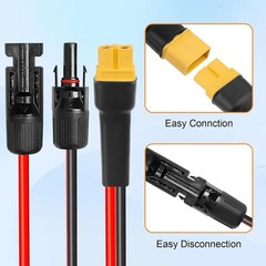 12 AWG 20 ft XT60 Female to Solar Connector Solar Panel Extension Charging Cable