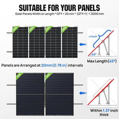 ECO-WORTHY Upgraded Solar Ground Mount Adjustable Multi-Pieces Solar Panel Mount