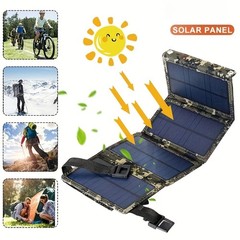 80W USB Solar Panel Folding Power Bank Outdoor Camping Hiking Phone Charger