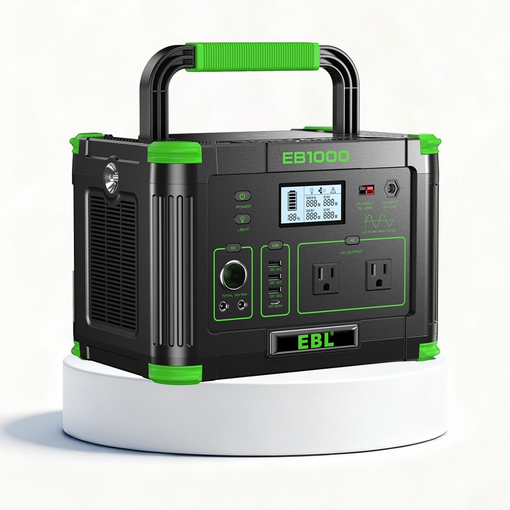 Portable Power Station 1000W 999Wh Solar Lithium Battery for Home Travel RV Van