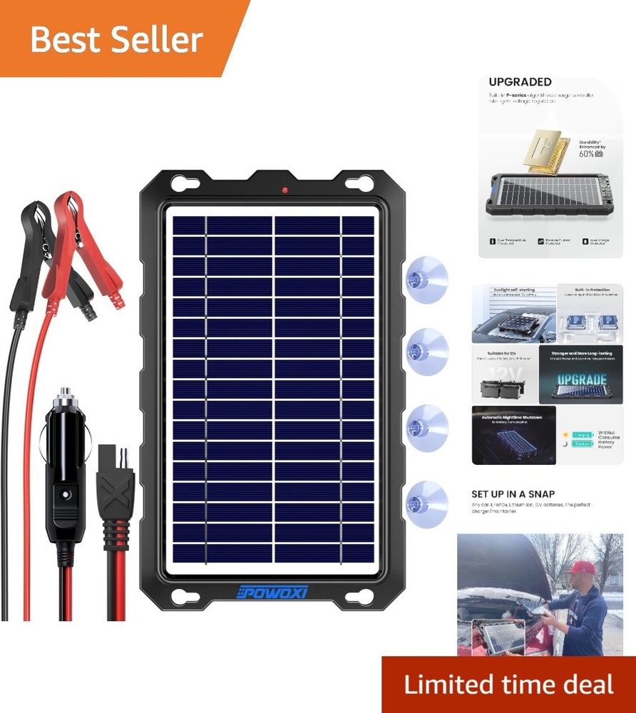Upgraded 7.5W Portable Solar Battery Charger – Waterproof Trickle Maintainer
