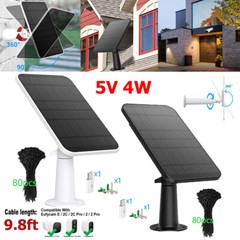 Solar Panels for Eufy Cam Eufycam E/2C/E/2 Pro Wall Mount With 9.8ft Power Cable