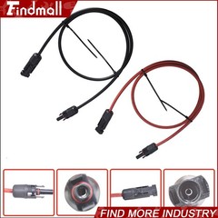 Findmall 1Pair 10ft Black + Red 12AWG Solar Panel Extension Cable Wire Connector