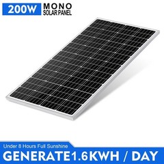 PFCTART 200W Solar Panel Monocrystalline 1.6KWH/Day for RV Shed Camper Boat Home