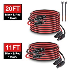 20ft Solar Panel Extension Cable 14AWG Male Female Wire Waterproof Connectors