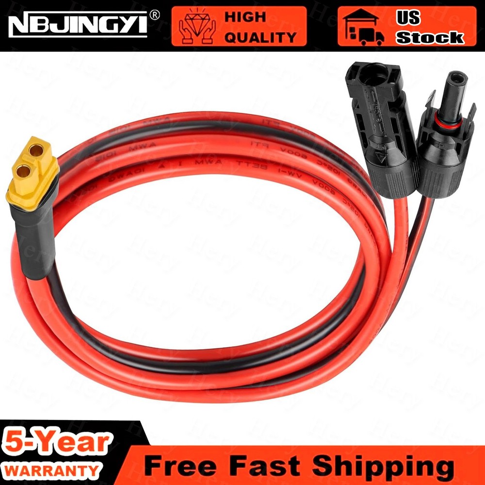 12 AWG 20 ft XT60 Female to Solar Connector Solar Panel Extension Charging Cable