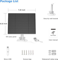 Solar Panel for Eufy Outdoor Camera, 5W Camera Solar Panel Charger Compatible…