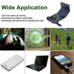 80W USB Solar Panel Folding Power Bank Outdoor Camping Hiking Phone Charger