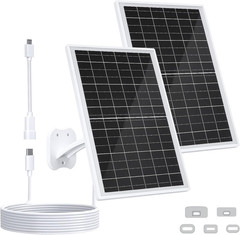 13W Solar Panel for Eufy Camera, 5V USB/USB-C Solar Charger Compatible with Eufy