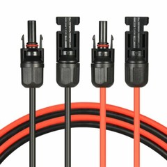 Black+Red 10 AWG Solar Panel Extension Cable Silicone Flexible Wire Connectors