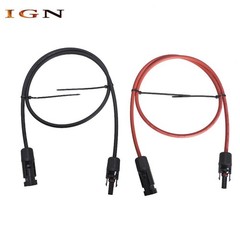 1 Pair 3FT Black+Red Durable Solar Panel Extension Cable Wire Connector 10 AWG