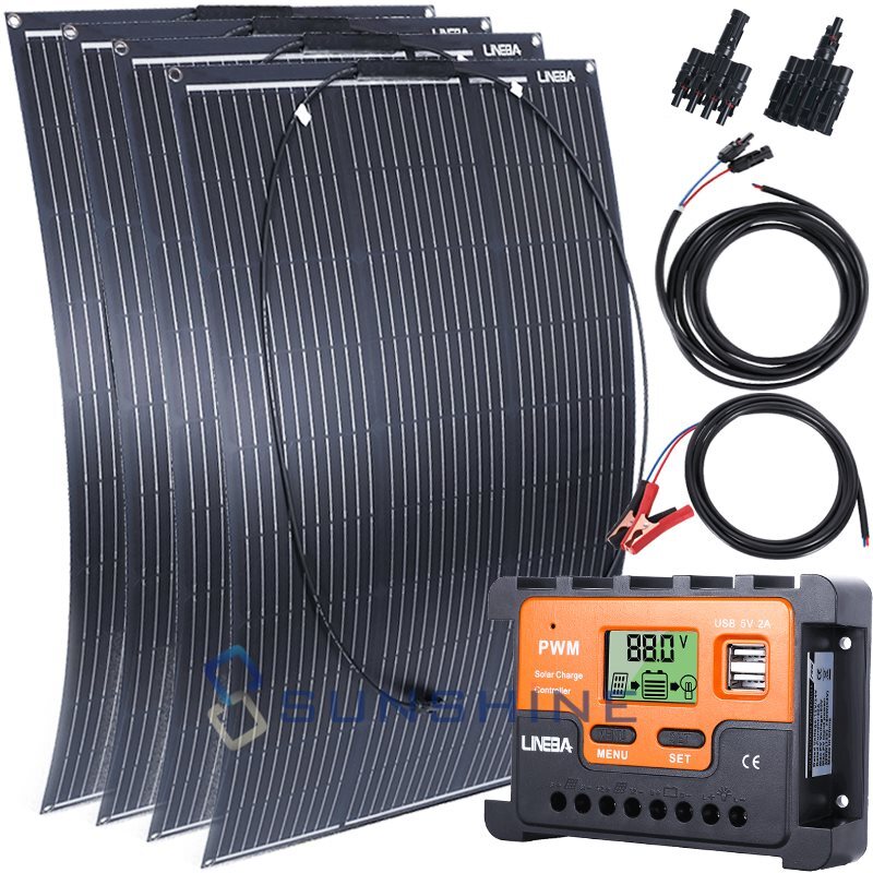 400W 200W 100W Flexible Solar Panel 18V N-Type Mono PV RV Home Off-Grid Battery