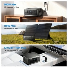 ALLPOWERS 300W 256Wh Portable Power Station Solar Generator + 100W Solar Panel