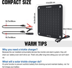 ECO-WORTHY 10W Solar Car Battery Charger Maintainer 12V Waterproof Portable S…
