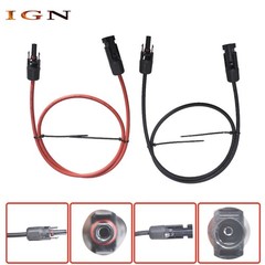 1 Pair 3FT Black+Red Durable Solar Panel Extension Cable Wire Connector 10 AWG
