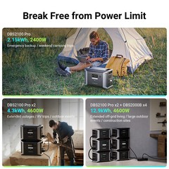 Power Station x2 4600W 2764Wh w/ Parallel Connector LFP Battery for Home Outdoor