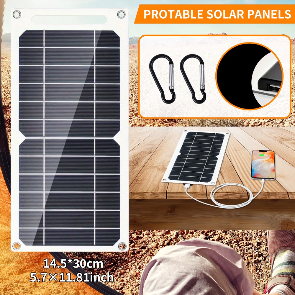 10W 20W USB Solar Panel Portable Power Bank Outdoor Camping Hiking Phone Charger