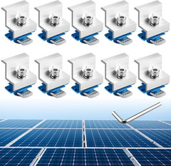 10Pcs Solar Panel End Clamp for Standard Unistrut, Aluminum 30Mm/35Mm Solar Pane