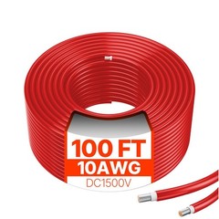 100ft 10AWG Corrosion-Resistant PV Extension Cable 6mm² Red