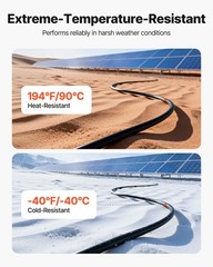VEVOR Solar Panel Wire 50 ft Black + Red 10 AWG Tinned Copper Extension Cable
