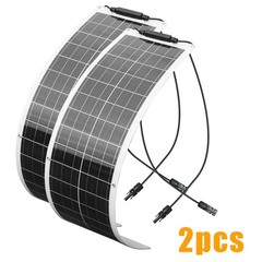 2PCS 50W Solar Panel 19.8V Flexible Mono PV Off-Grid RV Home Roof Boat Camping
