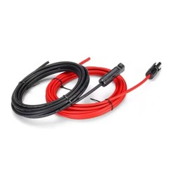 Black+Red 10 AWG Solar Panel Extension Cable Silicone Flexible Wire Connectors