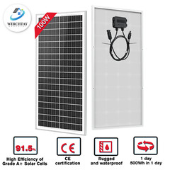 100W Watt 12V Mono Solar Panel Kit Charging Off-Grid Battery Power RV Home Boat