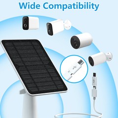 Waterproof Solar Panel Kit for Eufy Eufycam Cam E/2C/E/2 Pro w/9.8ft Power Cable