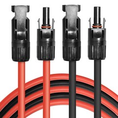 1 Pair Solar Panel Extension Cable Wire Solar Connectors 10 AWG Gauge Black Red