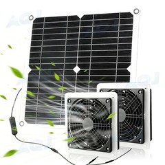 Solar Panel Fan kit, 3200RPM with Dual IP57 Waterproof Fans for cat house