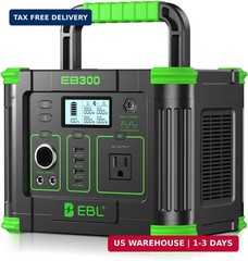 EBL Portable Power Station, 330W 288.6Wh Solar Generator 60W USB-C PD, 5W Wirele