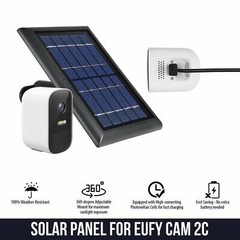 Wasserstein Solar Panel with 13.1ft/4m Cable Compatible with Eufy Cam 2C – Black