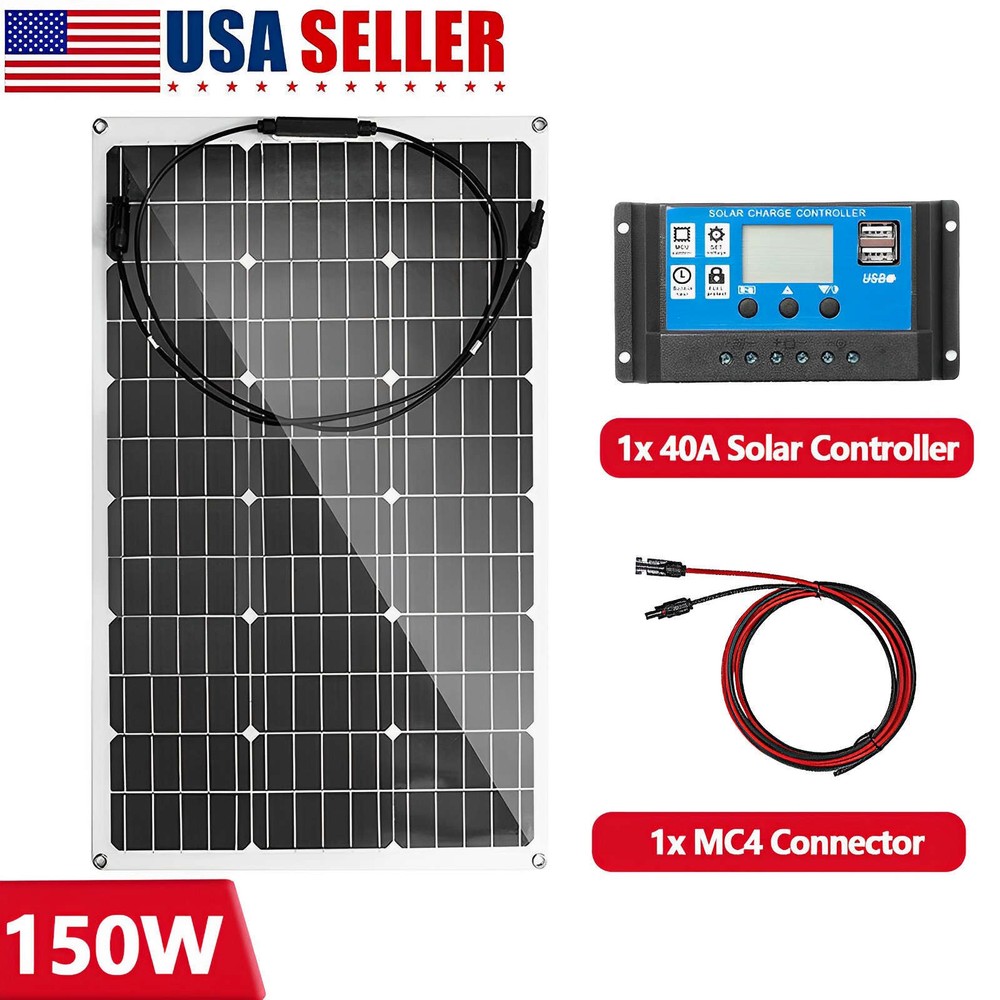 150W 300W 600W 900W Flexible Solar Panel Kit Off-Grid Mono For Generator RV Boat