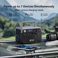 300W Portable Power Station Solar Generator CPAP Backup Charger +60W Solar Panel