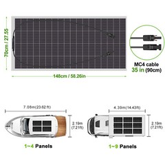 150-1200W Watt Mono Solar Panel 12V Battery Charging Home RV Off-Grid Boat Power