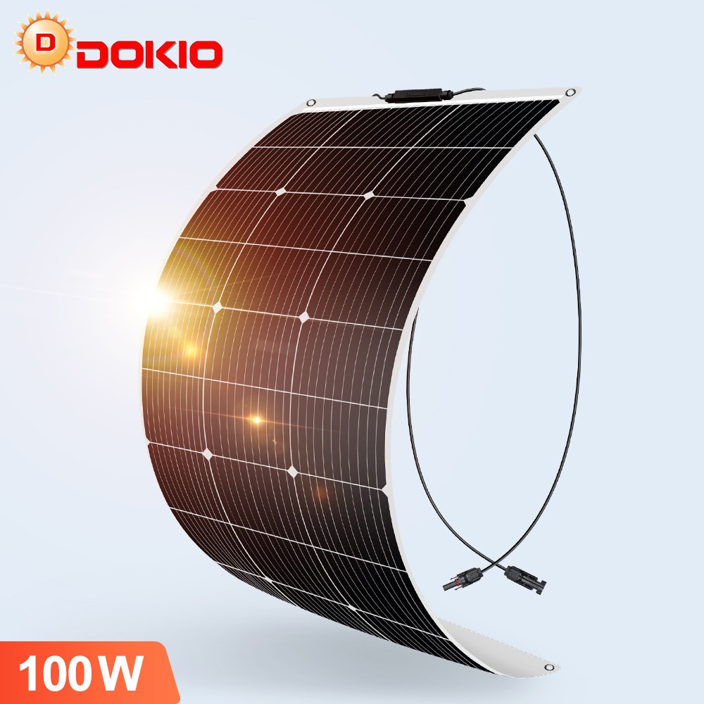 Dokio 100W 200W 12V Portable Flexible Solar Panel RV Camper backup Powerstation