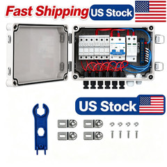 1pc 6 String PV Combiner Box, DC 500V 15A Fuse Solar Combiner Box Plastic Wate