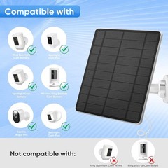 Solar Panel for Ring Camera(2Nd Generation), 2 Pack 5W Solar Panel with 10FT/3M