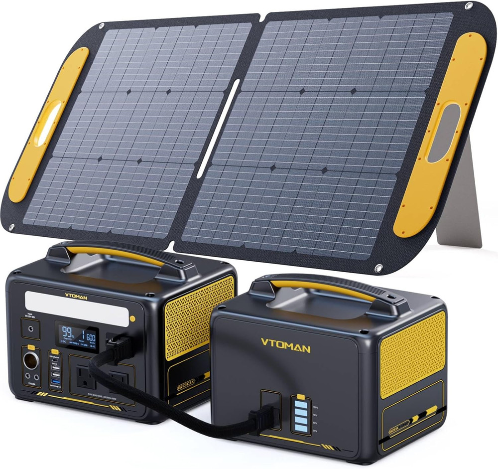 939Wh Portable Power Station Bundle with Extra Battery & 110W Solar Panel Includ