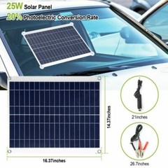 25 Watts 3.0A Dual USB Solar Panel Kit 12V Car Battery Charger IP68 Waterproof