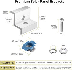 10Pcs Solar Panel End Clamp for Standard Unistrut, Aluminum 30Mm/35Mm Solar Pane