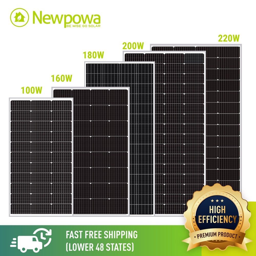 Newpowa Solar Panel 100W 160W 180W 200W 220W 12V for RV Marine Off-Grid System
