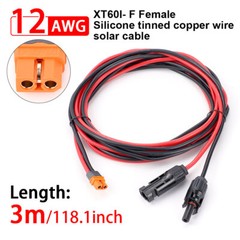 12 AWG XT60i Female to Solar Connector Solar Panel Extension Charging Cable USA