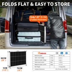 Dokio 200W Mono Folding Solar Panel, 12V for Boat, RV, Off-Grid and Garden Power