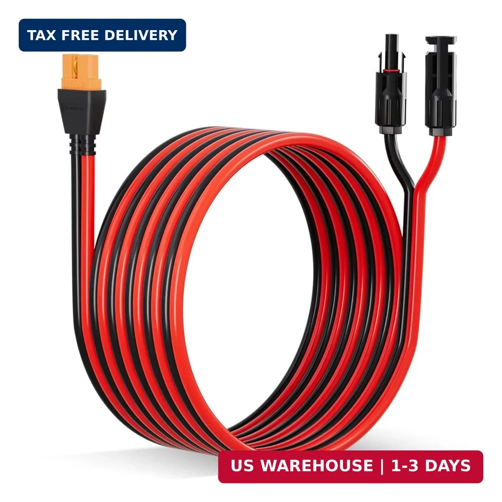 ECO-WORTHY Solar to XT60i Cable 12AWG 10FT Extension Cable Solar Connector to XT