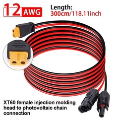 10 ft XT60 Female to Solar Connector Extension Cable Wire Solar Generator 12AWG