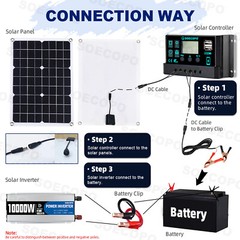 USA 10000W 110V Power Inverter Solar Generator W/ 500W Solar Panel Home Complete