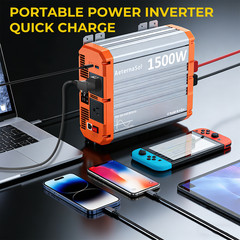 1500W Power Inverter Pure Sine Wave Inverter 12V 110V 120V Car Truck Boat Solar
